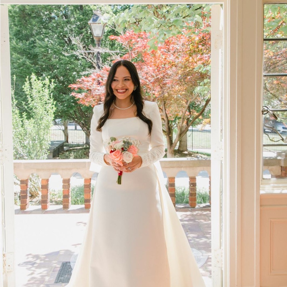 Elegant White Satin Gown